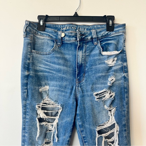 American Eagle Outfitters Women's Ripped Blue Skinny Jeans - Picture 3 of 11